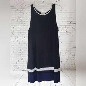 Tommy Bahama Black, White And Navy Halter Sheath Dress, L